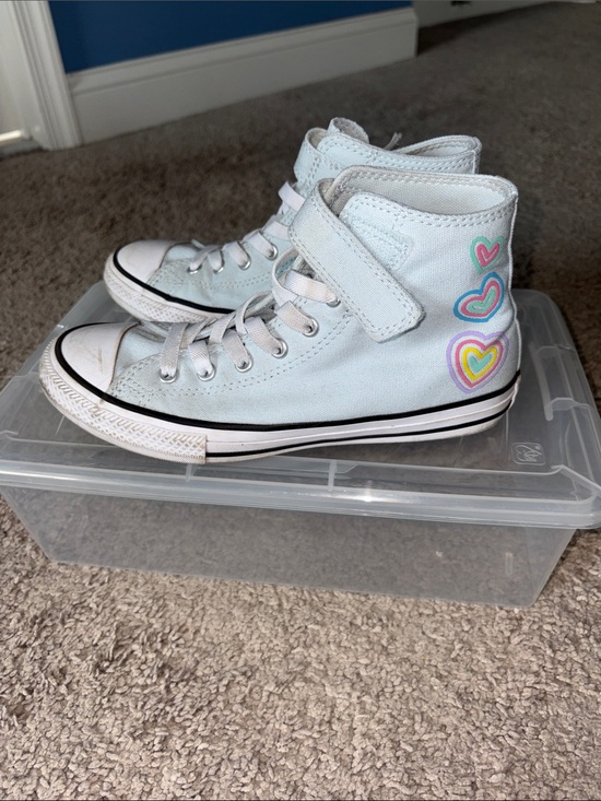 Converse All Stars Other - Girls Light Blue High-Top Heart Accent Sneakers
